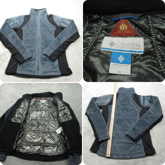 Columbia Jacket Womens Medium Sea Blue Soft Fleece Omni Heat Thermal Full Zip - Picture 1 of 16